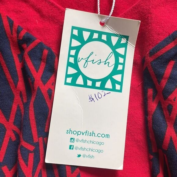 Vera Fishbaugh Red and Navy Dress NWT - Picture 3 of 5